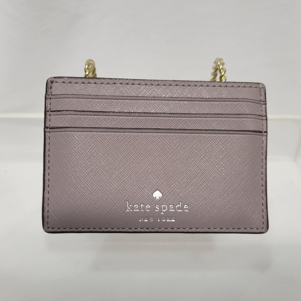 Kate Spade New York All That Sparkles Glitter Mauve Slot Card Holder Mini Wallet